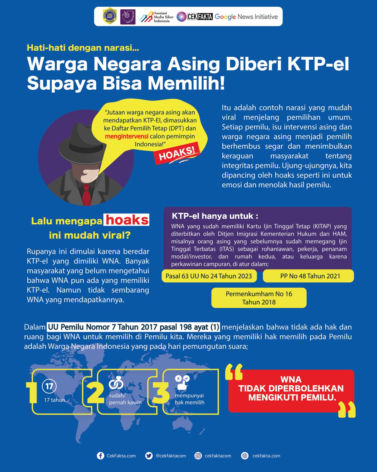 HOAKS YANG SERING BEREDAR JELANG PEMILU "WARGA NEGARA NEGARA ASING DIBERI KTP-EL"